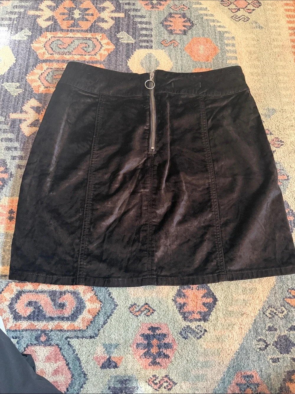 Free People Retro Velvet Mini Skirt Black Side Button High Waist